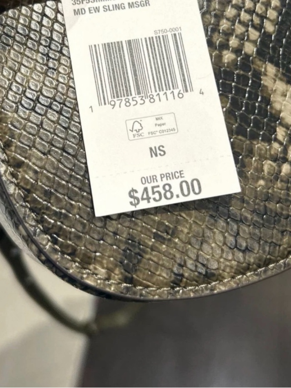 Michael Kors Python-Print Shoulder Bag in Brown and Black - Picture 5 of 5